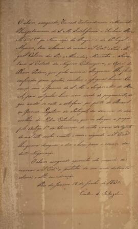 Nota diplomática enviada por Manuel de Assis de Mascarenhas (1805-1867), Conde de Sabugal, para M...