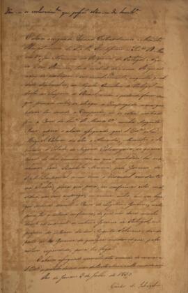 Nota diplomática enviada por Manuel de Assis de Mascarenhas (1805-1867), Conde de Sabugal, para M...