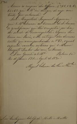 Cópia de despacho n.36 enviado por Miguel Calmon du Pin e Almeida (1794-1865), Marquês de Abrante...