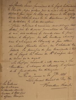 Nota diplomática original, datada de 30 de setembro de 1828, enviada pelo cônsul-geral dos Países...