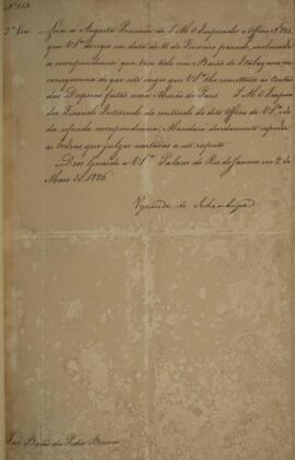 Cópia de despacho n° 154 enviado por Antônio Luiz Pereira da Cunha (1760-1837), Visconde de Inham...