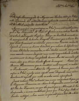 Despacho de Francisco Carneiro de Campos (1765-1842) ao marquês de Resende (1790-1875) enviado em...