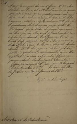 Cópia de despacho n° 141 enviado por Antônio Luiz Pereira da Cunha (1760-1837), Visconde de Inham...