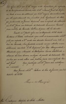 Cópia de despacho n.46 enviado por Francisco Vilela Barbosa (1769-1846), o Visconde e Marquês de ...