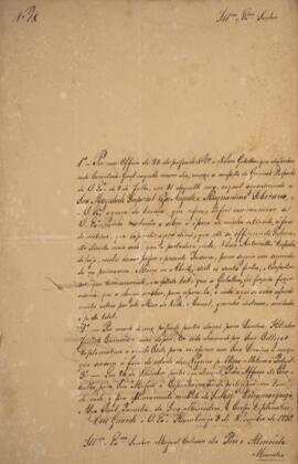 Ofício original enviado por Antônio da Silva Caldeira para Miguel Calmon du Pin e Almeida (1794-1...