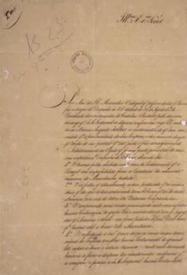 Cópia de ofício enviado por Antônio Moro para Luiz José de Carvalho e Mello (1764-1826), Visconde...