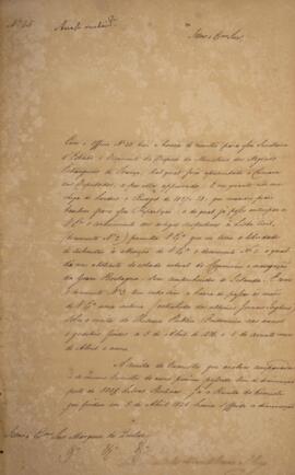 Ofício original, datada de 14 de abril de 1827, enviada por Luiz Moutinho de Lima Álvares e Silva...