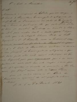 Minuta de nota com data de 7 de dezembro de 1831 em que Francisco Carneiro de Campos (1765-1842) ...