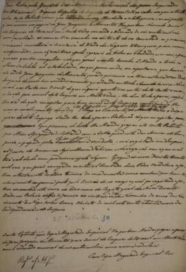 Minuta de carta patente datada de 25 de novembro de 1830, nomeando José Joaquim de Alencastro par...