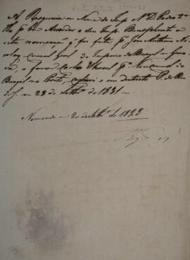 Minuta de carta patente datada de 28 de setembro de 1831, em que a Regência em nome do Imperador ...