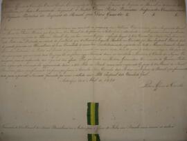 Carta patente original datada de 10 de abril de 1830, assinada por Pedro Affonso de Carvalho, nom...