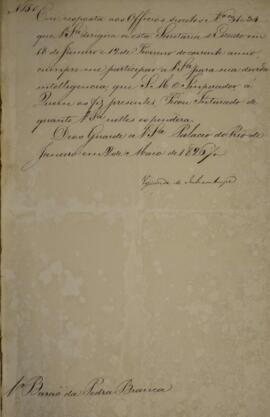 Cópia de despacho n° 150 enviado por Antônio Luiz Pereira da Cunha (1760-1837), Visconde de Inham...