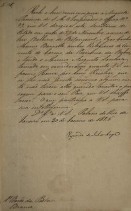 Cópia de despacho n°136 enviado por Antônio Luiz Pereira da Cunha (1760-1837), Visconde de Inhamb...