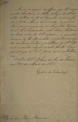 Cópia de despacho n° 163 enviado por Antônio Luiz Pereira da Cunha (1760-1837), Visconde de Inham...