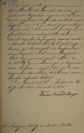 Cópia de despacho n.50 enviado por Francisco Carneiro de Campos (1765-1842), para Eustaquio Adolf...