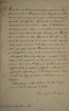 Cópia de despacho n° 187 enviado por Antônio Luiz Pereira da Cunha (1760-1837), Visconde de Inham...