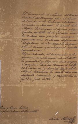 Nota diplomática original, datada de 8 de julho de 1830, enviada por Nicolás Herrera (1744-1833) ...