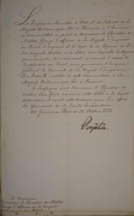 Nota diplomática enviada por Von Ompteda (s.d.), para Eustaquio Adolfo de Mello Mattos (1795-s.d....