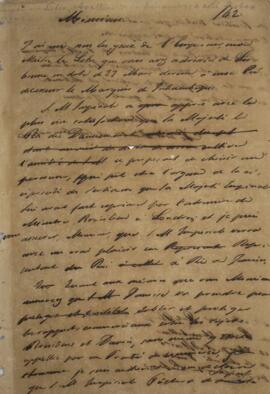 Minuta de nota dirigida a Antônio Luiz Pereira da Cunha (1760-1837), Marquês de Inhambupe, em res...