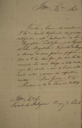 Nota diplomática enviada por Pedro de Sousa e Holstein (1781-1850), Marquês de Palmela, para Manu...