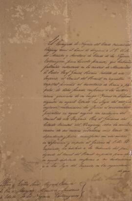 Nota diplomática original, datada de 16 de fevereiro de 1830, enviada por Nicolás Herrera (1744-1...