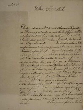 Ofício n.5 enviado por José Silvestre Rebello (1777-1844) para Domingos Borges de Barros (1780-18...