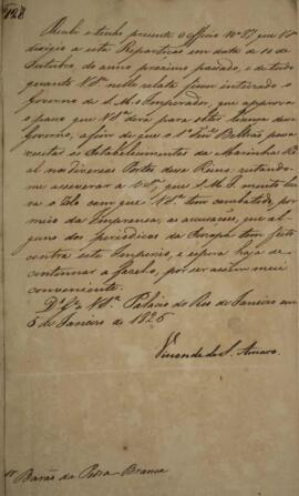 Cópia de despacho n° 128 enviado por José Egídio Álvares de Almeida (1767-1832), Marquês e Viscon...