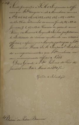 Cópia de despacho n° 153 enviado por Antônio Luiz Pereira da Cunha (1760-1837), Visconde de Inham...