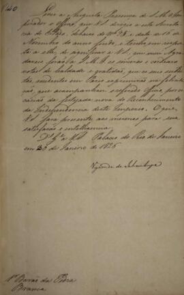 Cópia de despacho n° 140 enviado por Antônio Luiz Pereira da Cunha (1760-1837), Visconde de Inham...