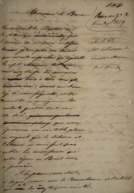 Minuta de nota datada de 2 de dezembro de 1829 e encaminhada a Georg Heinrich von Löwenstern (178...