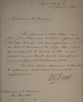 Nota diplomática enviada por Wilhelm Gerard Dedel (s.d.), para Eustaquio Adolfo de Mello Mattos (...