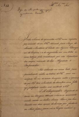 Ofício original, datado de 2 de abril de 1827, enviado por Luiz Moutinho de Lima Álvares e Silva ...