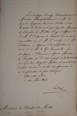 Nota diplomática enviada por Conde de Ludolf (s.d.), para Eustaquio Adolfo de Mello Mattos (1795-...