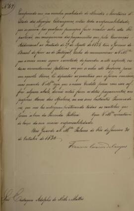 Cópia de despacho n.49 enviado por Francisco Carneiro de Campos (1765-1842), para Eustaquio Adolf...