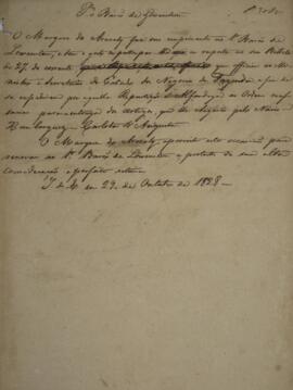 Minuta de nota com data de 29 de outubro de 1828 em que João Carlos Augusto de Oyenhausen-Gravenb...