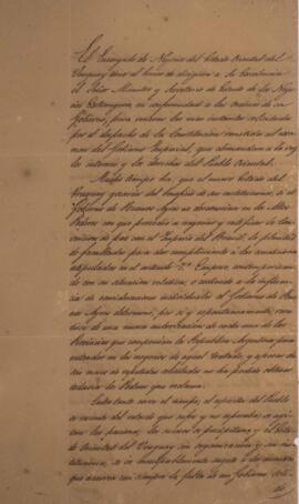 Nota diplomática original, datada de 31 de março de 1830, enviada por Nicolás Herrera (1744-1833)...