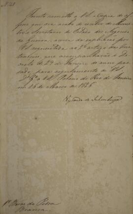 Cópia de despacho n° 148 enviado por Antônio Luiz Pereira da Cunha (1760-1837), Visconde de Inham...