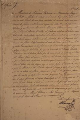 Nota diplomática original, datada de 16 de março de 1830, enviada por Nicolás Herrera (1744-1833)...