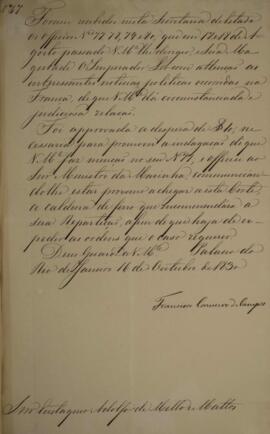 Cópia de despacho n.47 enviado por Francisco Carneiro de Campos (1765-1842), para Eustaquio Adolf...