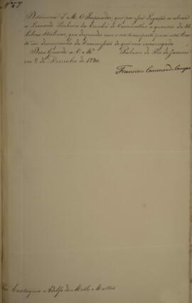 Cópia de despacho n.57 enviado por Francisco Carneiro de Campos (1765-1842), para Eustaquio Adolf...