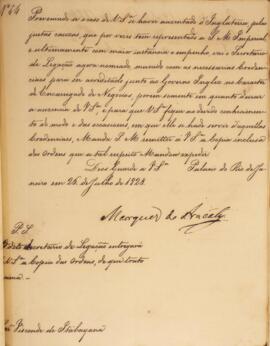 Despacho original n° 54 enviado por João Carlos Augusto de Oyenhausen-Gravenburg (1776-1838), Mar...