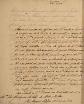 Ofício original com data de 26 de julho de 1830 em que Manuel de Assis Mascarenhas (1805-1867) co...