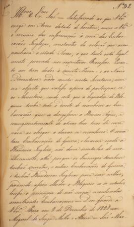 Cópia do despacho n° 32 com data de 2 de dezembro de 1828 enviado por João Carlos Augusto de Oyen...