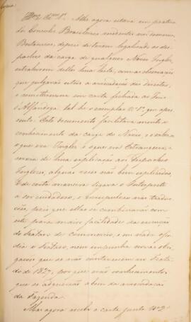 Cópia de ofício enviado por Antônio Geraldo Curado de Meneses, desembargador e Juiz da Alfândega,...