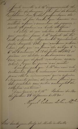 Cópia de despacho n.4 enviado por Miguel Calmon du Pin e Almeida (1794-1865), Marquês de Abrantes...