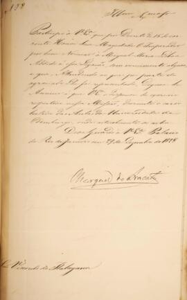 Despacho original n° 88 enviado por João Carlos Augusto de Oyenhausen-Gravenburg (1776-1838), Mar...