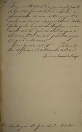 Cópia de despacho n.62 enviado por Francisco Carneiro de Campos (1765-1842), para Eustaquio Adolf...