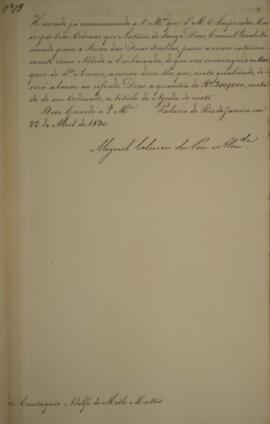 Cópia de despacho n.18 enviado por Miguel Calmon du Pin e Almeida (1794-1865), Marquês de Abrante...