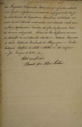 Cópia de despacho enviado por Antônio Francisco de Paula Holanda Cavalcanti Albuquerque (1797-186...