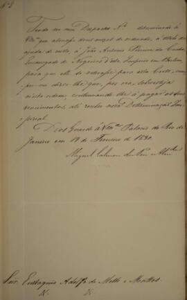 Cópia de despacho n.8 enviado por Miguel Calmon du Pin e Almeida (1794-1865), Marquês de Abrantes...